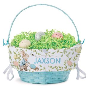 Blue Easter Basket with Bunny with Coat Personalized Liner