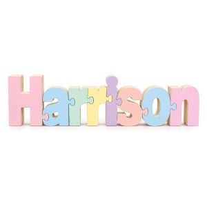 Pastel Small Letters Personalized Wood Name Puzzle