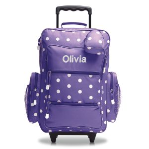 Purple with White Dots 21" Personalized Rolling Luggage