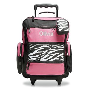 Pink with Zebra Print 18" Personalized Rolling Luggage