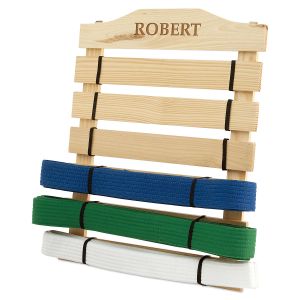 Wooden Personalized Martial Arts Belt Rack