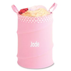 Pink Collapsible Personalized  Laundry Tote