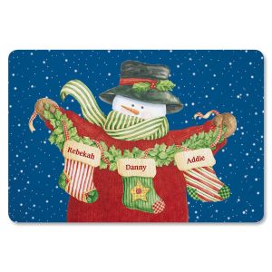 Snowman Stockings Christmas Personalized Doormat
