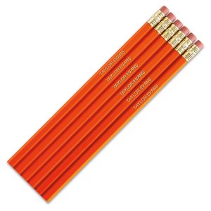 #2 Orange Personalized Hardwood Pencils