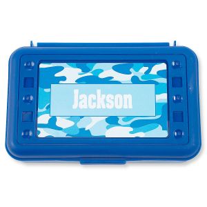 Blue Camo Personalized Pencil Box