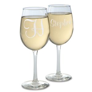 Personalized Script Stemmed Wine Glasses