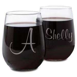 Personalized Script Stemless Wine Glasses