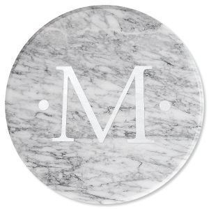 White Marble Monogrammed Lazy Susan