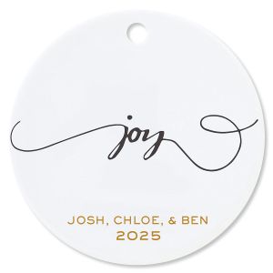 Joy Round Christmas Personalized Ornament