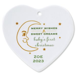 Merry Wishes Heart Baby's 1st Christmas Personalized Ornament