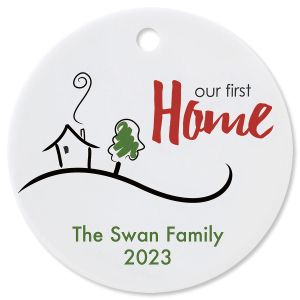 Our First Home Round Christmas Personalized Ornaments