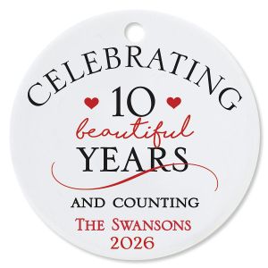 Celebrating Round Anniversary Christmas Personalized Ornament