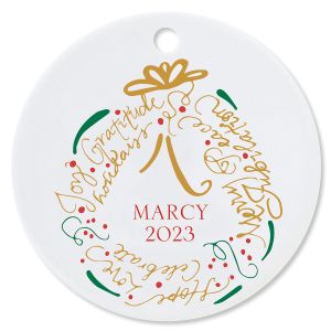 Wreath Round Christmas Personalized Ornaments