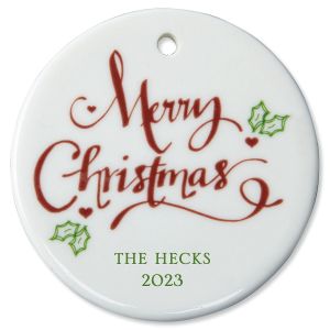 Merry Christmas Round Christmas Personalized Ornaments