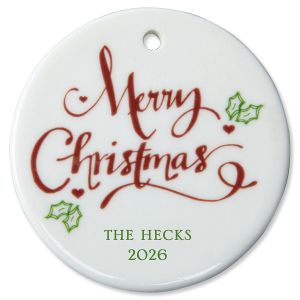 Merry Christmas Round Christmas Personalized Ornament