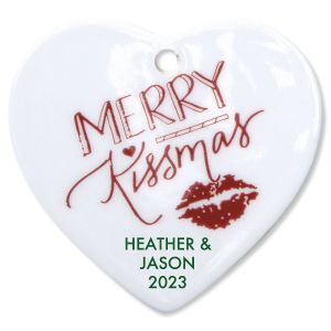 Merry Kissmas Heart Christmas Personalized Ornament