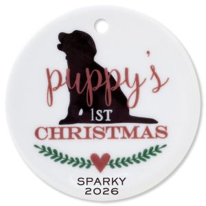 Puppy's 1st Round Pet Personalized Christmas Ornament