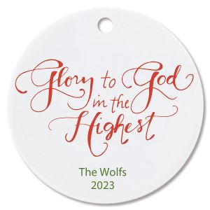 Glory to God Round Christmas Personalized Ornaments