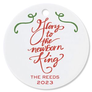 Glory to the Newborn King Round Christmas Personalized Ornaments