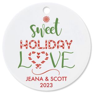 Sweet Holiday Love Round Christmas Personalized Ornaments