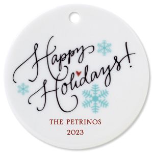 Happy Holidays Round Christmas Personalized Ornaments