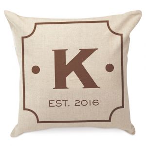 Initial Square Personalized Pillow by Designer Jillian Yee-Pham