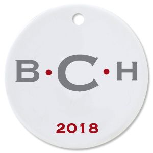 3 Initials with Dots Round Christmas Personalized Ornaments
