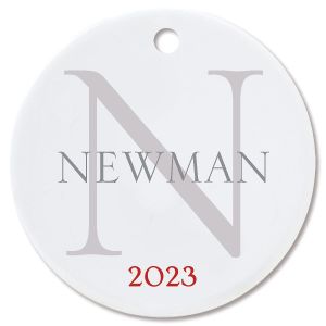 Name with Initial Round Christmas Personalized Ornaments