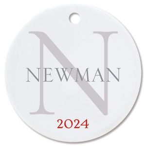 Name with Initial Round Christmas Personalized Ornaments