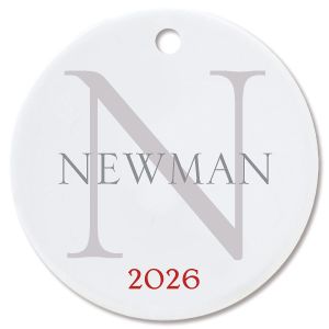 Name with Initial Round Christmas Personalized Ornament