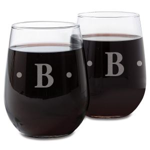 Stemless Wine Glass with Initial