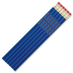 #2 Blue Personalized Hardwood Pencils