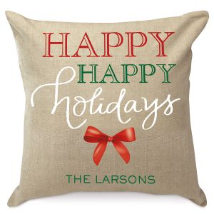 Happy Holidays Personalized Pillow by Designer Jillian Yee-Pham