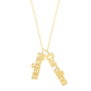 Personalized Gold Vermeil Vertical Name Plate Necklace
