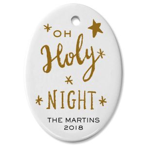 Oh Holy Night! Oval Christmas Personalized Ornaments