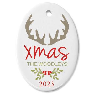 Antlers Oval Christmas Personalized Ornaments