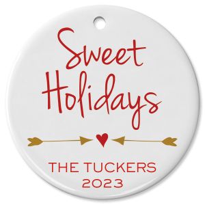 Sweet Holidays Round Christmas Personalized Ornaments