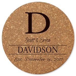 Personalized Initial Round Cork Trivet