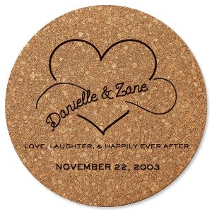 Personalized Happily Ever After Round Cork Trivet by Designer Jillian Yee-Pham