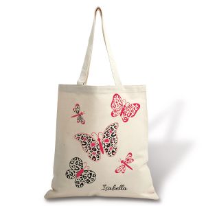 Butterfly Leopard Personalized Canvas Tote