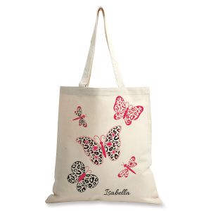 Butterfly Leopard Personalized Canvas Tote