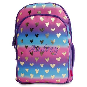 Personalized Gold Hearts Backpack