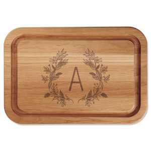 Personalized Floral Laurel Cutting Board