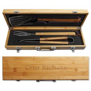 Personalized Bamboo BBQ Sets