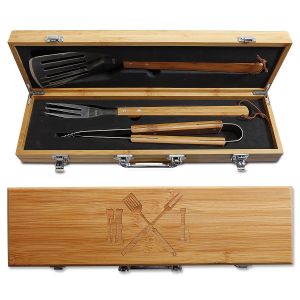 Grill Master Bamboo Personalized BBQ Set - 2 Initials