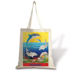Personalized Dolphin Canvas Tote