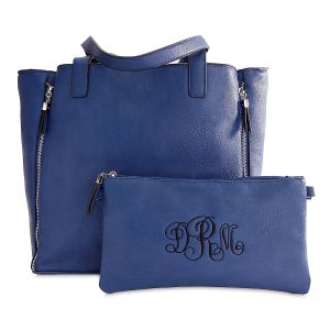 Navy Carry-All Nora Tote Bag with Matching Personalized Crossbody Purse