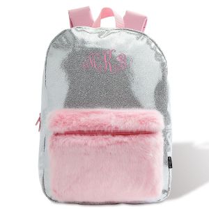 Personalized Silver Shimmer Backpack