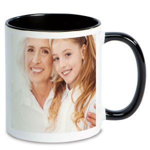 Your Message Ceramic Photo Mug - Black Handle