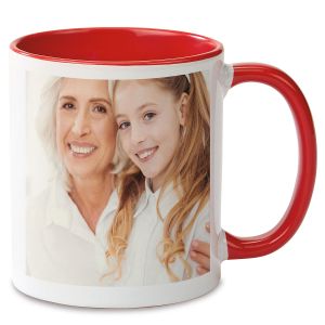 Your Message Ceramic Photo Mug - Red Handle